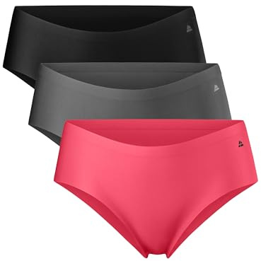DANISH ENDURANCE Osynlig Hipstertrosa för Damer, Sporttrosa, No-Show Underkläder, Flerfärgad (1x Grå, 1x Rosa, 1x Svart), L