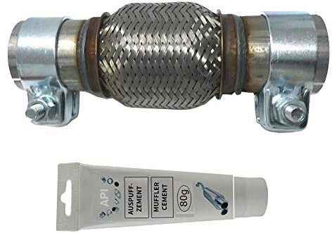 Tubo flessibile universale, in acciaio inox, interlock, 50x100 mm, con 2 fascette, montaggio senza saldatura, pezzo flessibile, tubo corrugato, tubo flessibile con montaggio/pasta di cemento, 150 g