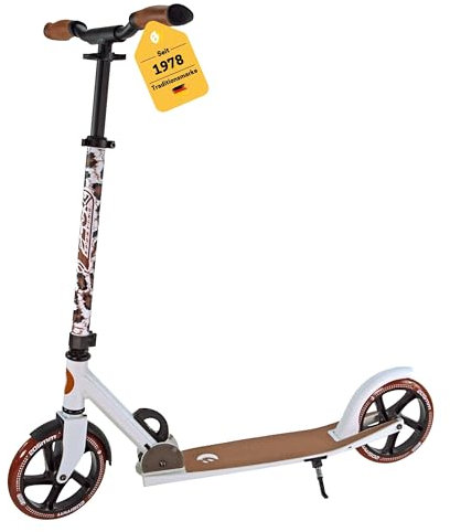 Best Sporting Scooter Erwachsene und Kinder I klappbarer Roller mit Ständer I weiß - Leopard I stilvoller City-Roller für Erwachsene I Tretroller mit Rollengröße 205 mm I ergonomischer Lenker