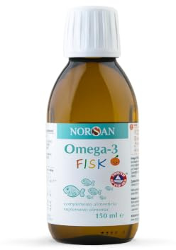 NORSAN FISK Omega-3 Öl für Kinder - 1.030 mg Omega 3 hochdosiert - 150ml | natürliches Fischöl mit EPA und DHA aus nachhaltigem Wildfang - mit Vitamin D3 (400 I.E. pro Tagesdosis) - Orangengeschmack