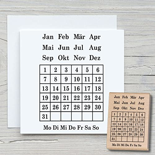 NEWSTAMPS Stempel Kalender Motivstempel aus Holz & Gummi zum Karten und Geschenke basteln, Holzstempel für Scrapbook, Textilstempel, Deko, Freunde