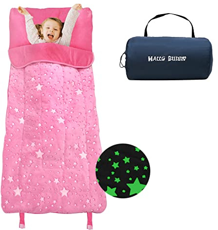 Kids Sleeping Bag for Girls, Glow in The Dark Slumber Bag for Kids with Pillow, Soft Sleeping Bag, Sleeping Bags for Girls Boys Naps and Sleepovers,63 x 29