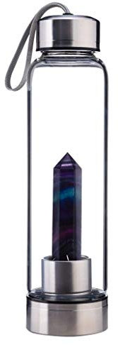 SAHKGYE 550 Ml Bottiglia d'Acqua in Cristallo Naturale Bottiglia d'Acqua Infusa con Gemma Bastone della Bacchetta Dell'obelisco di Cristallo Reiki con Punto di Elisir Curativo (Color : Sapphire)