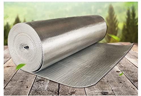 ZXCASDF Dämmfolie Isolierfolie,Isolierfolie Dämmfolie Doppelte Alu-Luftpolsterfolie,Isolierfolie Selbstklebend,für Wände, Böden,Dächer,Wohnmobil und Wohnwagen,5mm（thk）,1 * 6M(6m²)