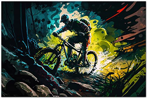 Printonia Leinwand-bild 120x80cm Fahrrad Rad MTB Mountainbike Abstrakt Radsport Art Bilder Dekoration Wandbild Kunstdruck