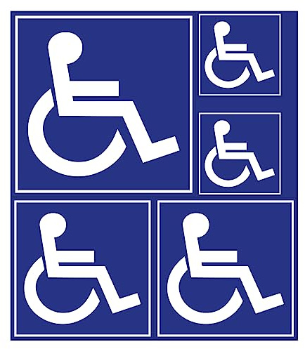 Ambiance Sticker autocollant signalétique, parking et wc PMR, Lot de 5 | Obligation ISO7010, adapté handicapé et PMR, vinyle laminé résistant UV et eau, fabriqué en Belgique