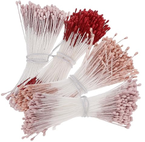 TOPPERFUN 4 Bündel Mattierte Blumenpistil 6 X 0.08 Zoll Simulierte Blütenstempel Für DIY Handgefertigte Blüten Rosen Lilien Basteln Und Dekoration