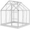 Outsunny 6 x 6ft Polycarbonate Greenhouse, Walk-In Greenhouse with Sliding Door, Adjustable Window, Aluminium Frame and Foundation, Garden Grow House with Rain Gutter, Silver