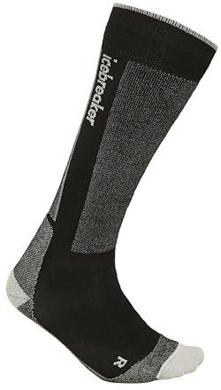 icebreaker Men’s Merino Ski+ Light Over the Calf Socks - Black/Ether/Graphite - Large