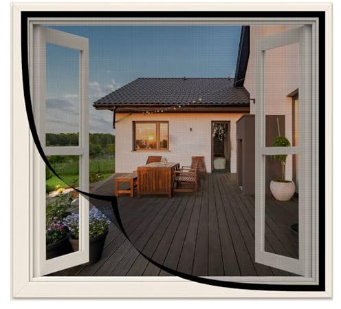 Fliegengitter für Kinderzimmer,190x195cm Entfernbar Insektengitter,Anti-Moskito-Fenstervorhang Mit Selbstklebendes Klettband für Wohnmobil,Schwarz