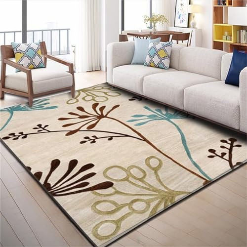 RUGMRZ Teppich Reinigung Terrasse Outdoor Grauer Teppich, Bunte Blumendekoration, weich und bequem, pflegeleicht Design 180X280CM
