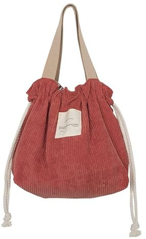 XINGNIAO Portable Drawstring Corduroy Bento Lunch Bag Japanese Style Bento Box Carrier