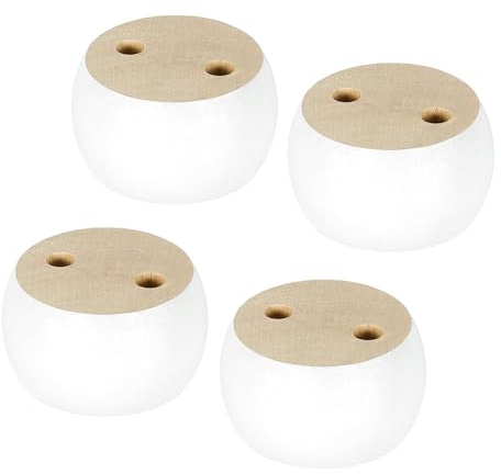 sourcing map 4Pcs Wood Furniture Legs, 1.57 Solid Wood Replacement Furniture Feet for Couch Sofa Cabinet,White