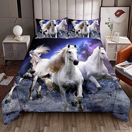 CHCHNXY Bettwäsche 135x200,Pferd Flauschige Weich Microfaser Bettbezug Mit Reißverschluss,Für Kinder Jungen Mädchen Junge Bettwäsche-Sets(1*Kissenbezug 80x80cm
