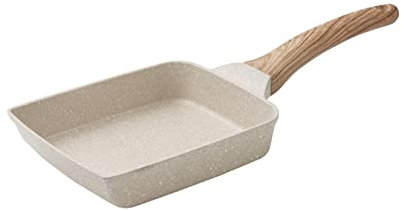 HAVVMK Sartén para Huevos, sartén pequeña, sartén Cuadrada portátil para panqueques, sartén pequeña para Huevos escalfados con Mango de Madera para Crepes, Tortillas y Huevos fritos Sarté