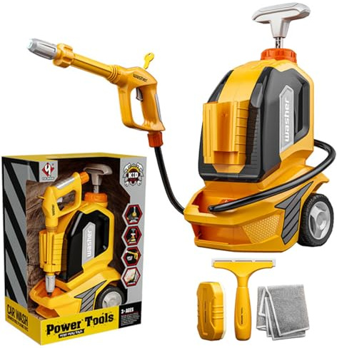 Kids Water Pressure Washer Tools and Toys, Kids Power Washer Toy, Toddler Pressure Washer, Kids Clean Car Wash Toy, Car Washer with Scraper Sponge Towel Pretend Play Toy Gift for Ages (1pcs)