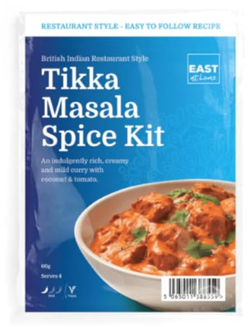 East at Home Tikka Masala Spice Kit - Authentic Indian Curry Blend for Homemade Tikka Masala, Perfect for Easy and Flavorful Cooking, Premium Quality Ingredients (1 pack)