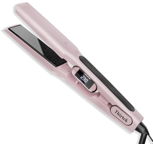 Thirtek Professional Wide Hair Straightener,1 1/2 IN Flat Iron With Ceramic Floating Plate,25S Fast Heat Up For Salon Wonder,15 Temps Up To 230℃ | Anti-Scald Silicone Handle | LCD Display | Light Pink