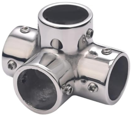 Okiyakusama Conector de Tubo Marino, Pieza de Repuesto de Acero Inoxidable 316, Resistente a la Intemperie, fácil de Instalar, Accesorio de pasamanos para Barco, Ángulo Recto de Cuatro Vías