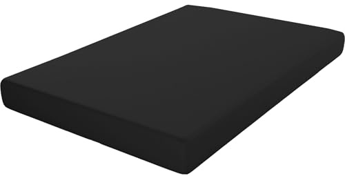 ECOMMERC3 | Sábana Bajera Extrasuave y Confortable Cama 105 - Sábana Bajera Color Negro Fabricada 100% en España, Ajustable, Fácil de Lavar y Resistente