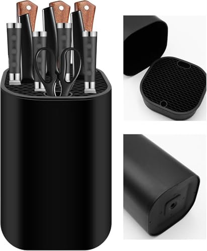 Universal Messerblock Ohne Messer Knife Holder mit 21 Schlitzen, Abflussdesign Abnehmbarer Messerhalter Schwarz Messer Block Aufbewahrung Leer Messeraufbewahrung Messerständer Unbestückte Messerblöcke