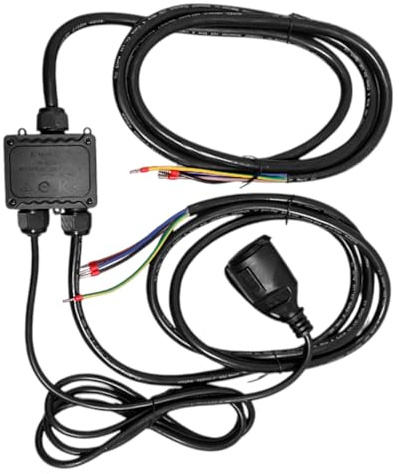 Power Splitter Set 32 | Anschlussleitung 3er Verteilerbox | Geeignet für 2 Abnehmer als Küchenverteiler Anschluss Box | 2 m Elektroleitung schwarz | Stromverteiler für zwei Geräte wie Herd Kochfeld