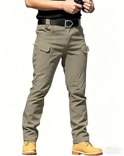 DUOLUVA Pantalon Tactique Hommes Militaire Pants Men Travail Tactique (X7) Kaki L