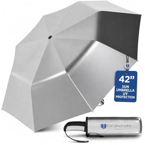 UV-Blocker Sun Umbrella UV Protection Compact - Auto Open/Close, Wind-resistant UV Umbrella with 50+ UPF, UV Protection, 42