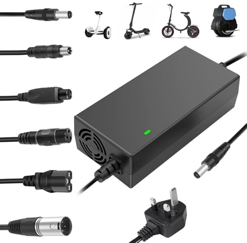 SGZIOO 54.6V 48V 2A Electric Scooter Charger, Universal Hoverboard Charger with 6 Connections Led Indicator, E scooter charger, Electric Bike CHarger for Mobility scooter, Self-Balancing