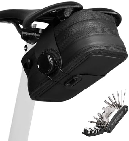 Fyfjur vattentäta sadelväskor för cykel, cykelväska, sadel med vridlås, reptålig och slitstark sadelväska vägcykel med 16-i-1 multiverktyg cykel (15,2 x 8,7 x 7 cm)