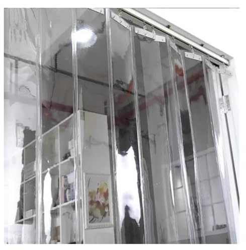 Rideau de Porte en PVC Transparent pour Patio, Garage Industriel, Volets Lisses et imperméables, coulissants, pliants, kit de Rideau de Porte à lanières, Facile à Installer (165 x 350 cm)