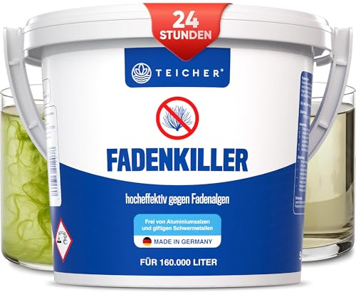 Teicher Fadenalgenvernichter Teich – Algen frei in 24h Anti Fadenalgen, Aktivsauerstoff Formel, ohne Schwermetalle, Algenvernichter für Gartenteiche - Made in Germany