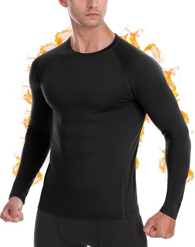 Roadbox 1-2er Pack Herren Thermo Kompressionsshirt Langarm Innenfleece | Warmes, atmungsaktives Funktionsunterhemd，Bietet flexible Muskelunterstützung für Winterlauf, Skifahren und Outdoor-Arbeit.
