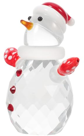 Cabilock Figurine de Bonhomme de Neige en Cristal : Accessoires de Noël pour Micro-Paysage Artisanal, décoration de gâteau de Noël, décoration de Maison de poupée