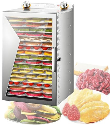 EpyGnom Essiccatore Elettrico per Alimenti 30-90℃ Temperatura Regolabile Timer 0-12H Essicatori Alimentare Frutta Verdura Disidratatore Liofilizzatore per Carne Secca Frutta Verdura Erbe 18-Layer