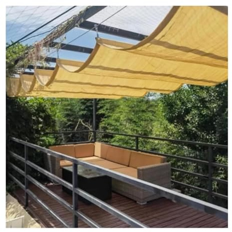 Copertura di ricambio per pergola retrattile, 3 x 4 m, vela ombreggiante per esterni, per giardino, patio e cortile, facile installazione con filo scorrevole per una maggiore protezione dai raggi UV