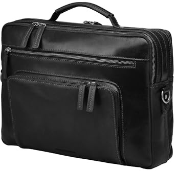 DRAKENSBERG Leder Aktentasche 'Silvio' für Herren, 2 Hauptfächer, kompakte, luxuriöse 16 Laptoptasche für Business, 14L