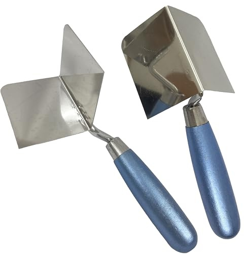 2-Piece Corner Trowel Tool Set, 80x60mm Interior and Exterior Corner Knife, DIY Stainless Steel Corner Trowel, Concrete Finishing Tool, Suitable for plastering and Bricklaying Corner Finishing Work