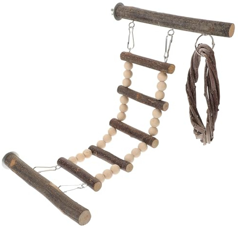 Hohopeti Scala di Legno per Migliorare le Abilità Motorie Gradini, Gioco Sicuro per Pappagalli e Parrocchetti per Gabbie e Decorazione Casa
