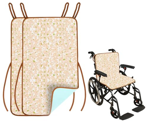Ehucon Hochsaugfähige Inkontinenzauflage für Rollstühle – 4-lagige, weiche, waschbare & Wiederverwendbare wasserdichte Sitzauflage für Senioren, 48 × 86 cm (Warmes Blütenmuster, 2 Stück)