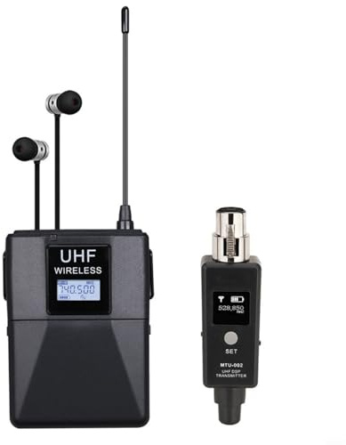EffiFish Sistema di monitoraggio in-ear wireless UHF, con 20 canali selezionabili, prestazioni live a bassa latenza e registrazione in studio, ABS e struttura in metallo, nero