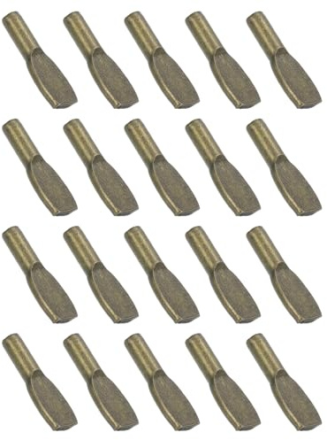 QUARKZMAN 50Pcs Chevilles D'Etagere, 6mm Chevilles D'Etagere En Forme De Cuillere, Supports Metalliques Pour Chevilles Pour Armoire De Cuisine Bibliotheque (Bronze)