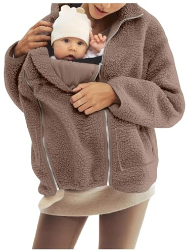 pvucpot Giacca Premaman e Porta Bebè Multifunzionale 5 in 1 | Cappotto Porta Bebè Donna con Cappuccio e Cerniera