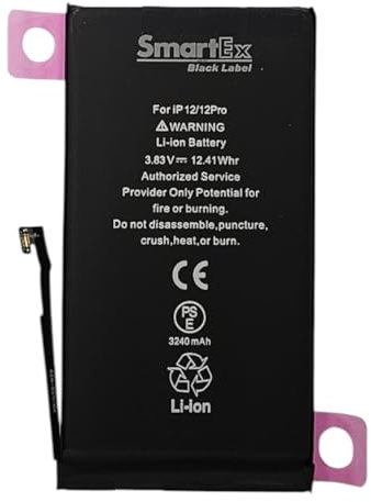 Smartex® Black Label Batterie Compatible avec iPhone 12/12 Pro - Haute capacité 3240 mAh