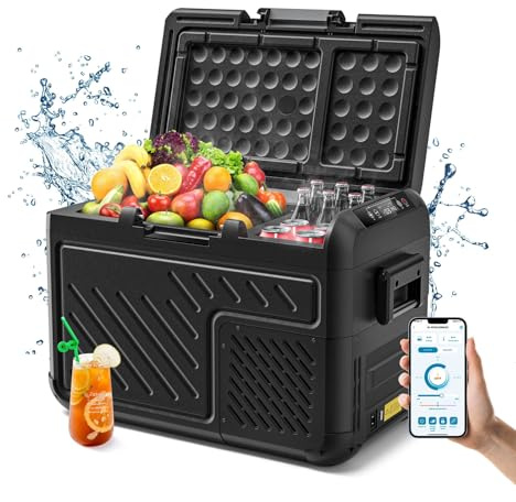 Portabel kylskåp frys, tvåzoners bilkylskåp med appstyrning, elektrisk bilkyl, LCD-display, för bil- och hemmabruk (26Qt)