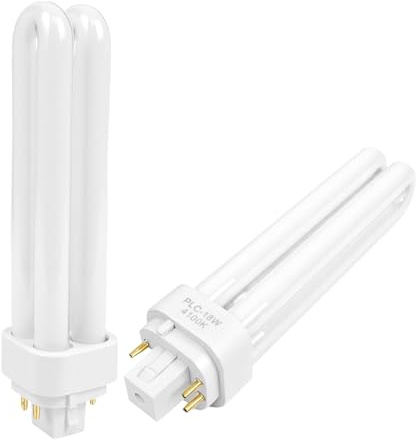 18W G24q-1 4 Pin Light Bulbs, 2Pcs Compact Fluorescent Lamp 4100K Natural White Energy Saving Light Bulbs 2U Shape Tube PLC AC 220/240V Non-Dimmable Lights Lamps for Bathroom, Bedroom, Kitchen