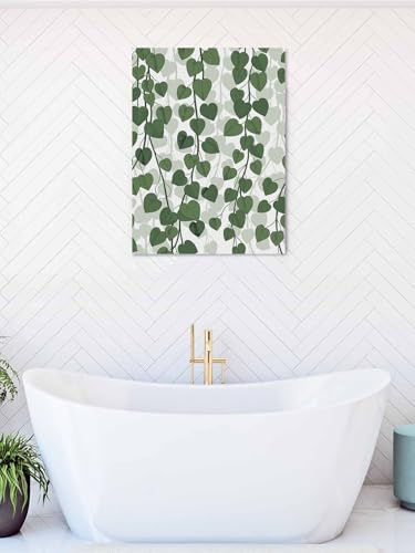 Spring Plants Ivy Canvas Wall Art,Vertical Wall Art Paintings Ready to Hang, Green Heartleaf Philodendron Artwork Decor for Living Room Bathroom Bedroom,32x48In