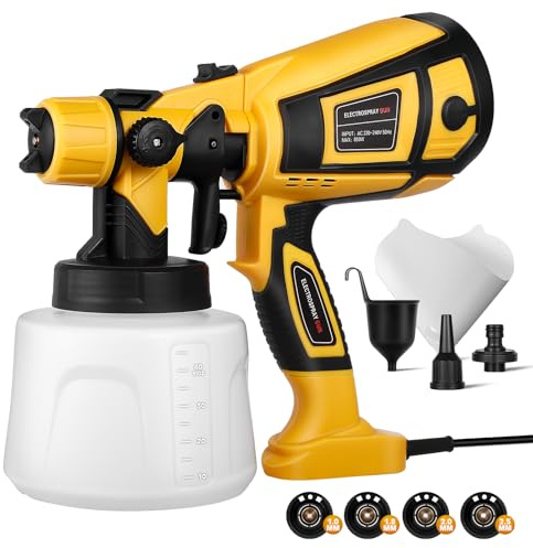 Farbsprühsystem 850W, Elektrische HVLP Farbspritzpistole mit 1400ml Behälter, P2 4 Düsen, 3 Sprühmuster und einstellbarem Farbfluss, für Wände, Zäune, Möbel, Decken und Heimwerkerprojekte