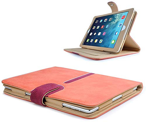 Gadget - Funda para iPad de 9,7 Pulgadas 2018/2017 iPad Air 5ª generación de Piel con Hebilla de Ante Color marrón Tostado con función de Encendido y Apagado automático y rotación de 360 Grados
