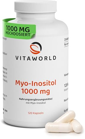 Myo-Inositol - Inositol hochdosiert 1000mg pro Tag (120 vegane Kapseln) - Myo Inositol ein wichtiger Botenstoff für den Zellstoffwechsel - ohne unerwünschte Zusätze, gluten-, laktosefrei - vitaworld